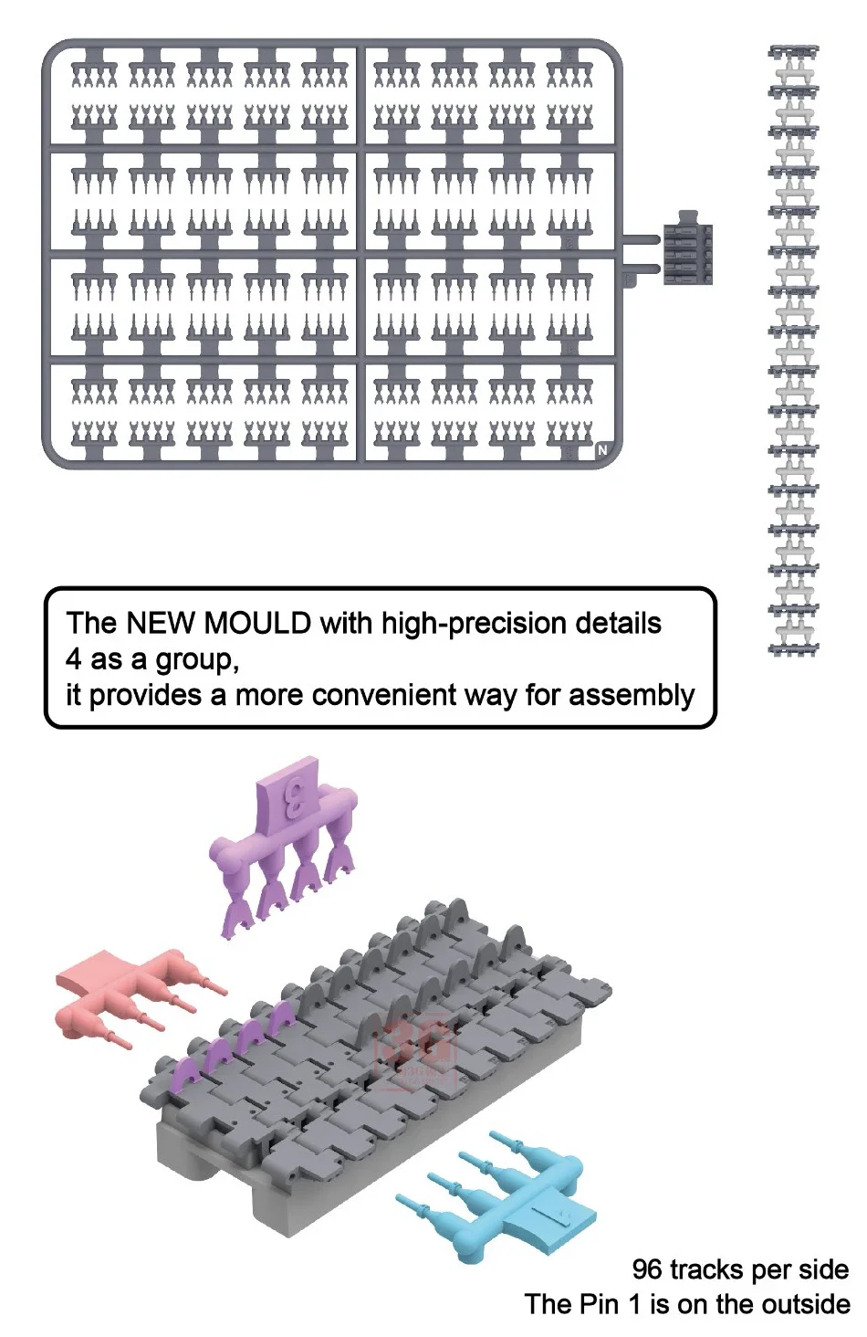 Ryefield model Accessories RM-5017U Upgrade Ver. Workable Track Links (for Tiger I Late Production) 1/35