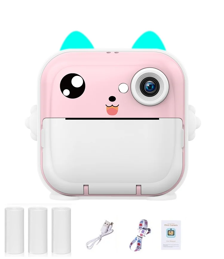 Portátil mini câmera digital crianças fotografia impressão instantânea foto impressora térmica vídeo brinquedos educativos presente de aniversário