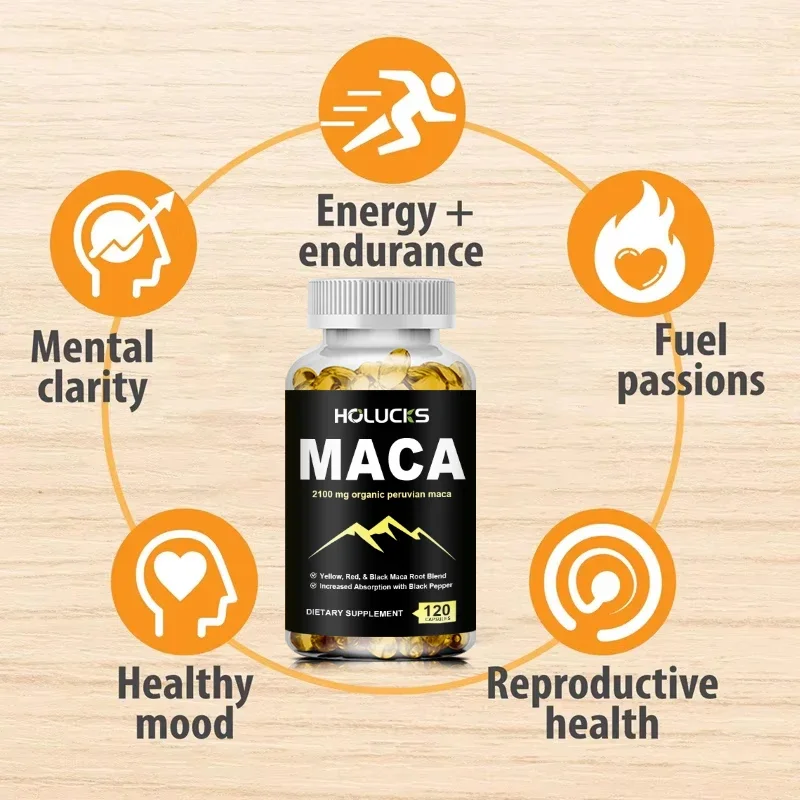 30X Natural Concentrated Extracts Black + Red + Yellow Maca Root, Black Pepper, Maca Root Capsules 2100 mg