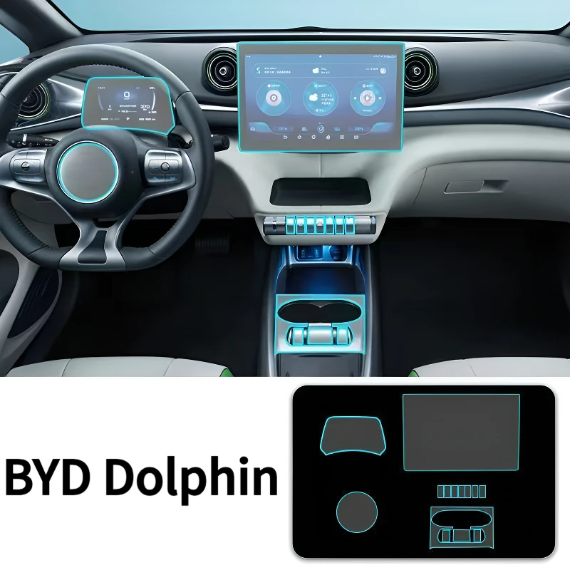For BYD Dolphin Interior Protection Dashboard Multimedia GPS Navigation Transparent Scratch-Resistant Film Modification