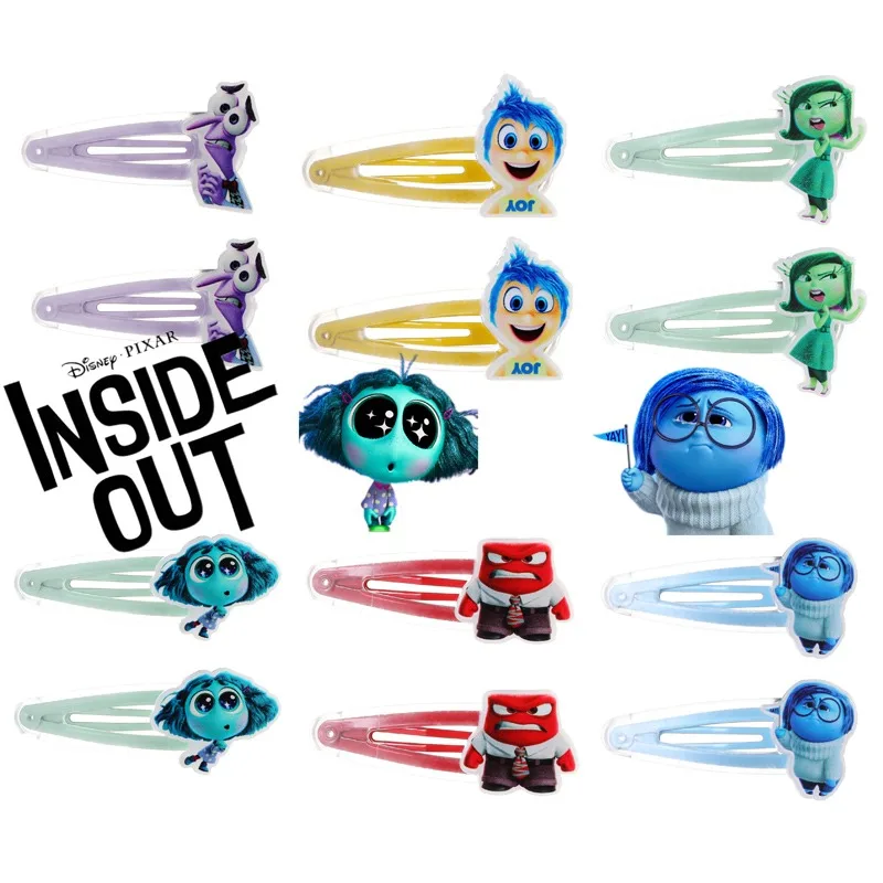 

Disney Cartoon Inside Out 2 Acrylic Hair Clip Cute Anime Figures Joy Sadness Envy Bangs Clips Hair Accessories for Girls Gifts