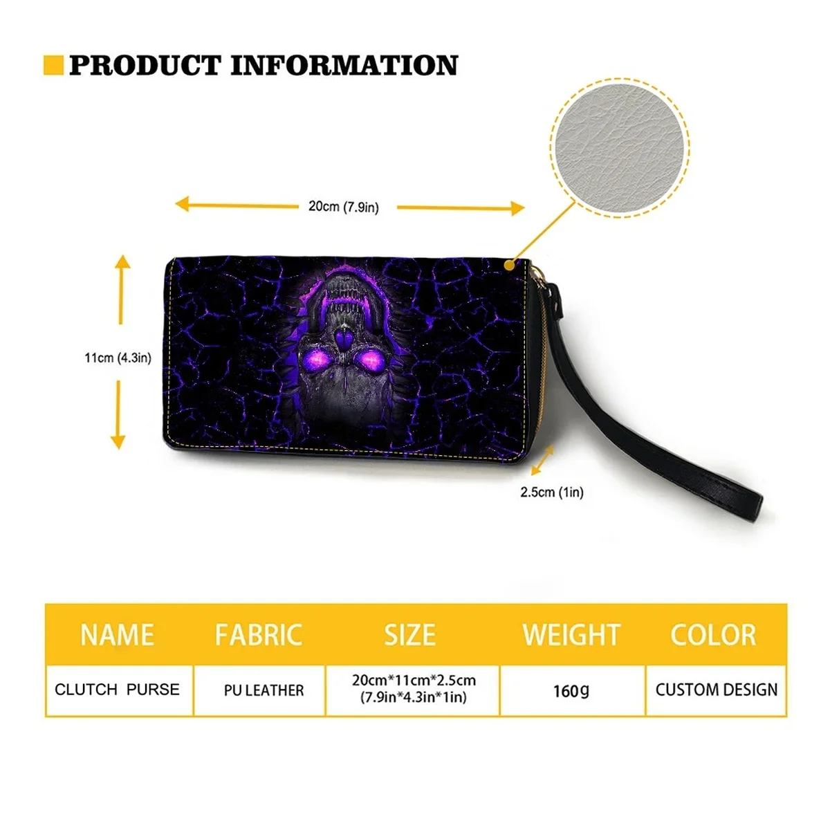 Purple Skull Lava Women Wallets Zipper Luxury PU Leather Ladies Purse Wallet Wristlets Passport Holders Girls Custom Hand Bag