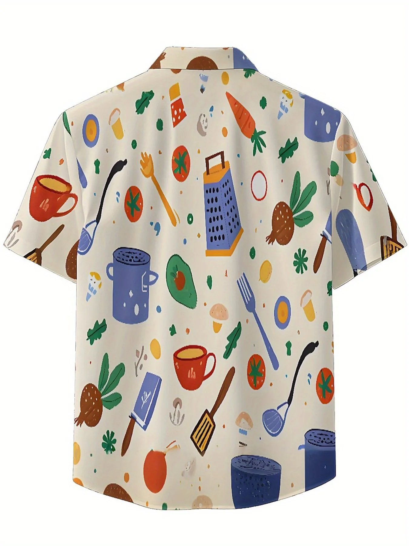 Men's Plus Size Hawaiian ShirtsFood and Cooking Illustrationspattern,Premium Comfort Youth Clothes,Streetwear Y2K Tops