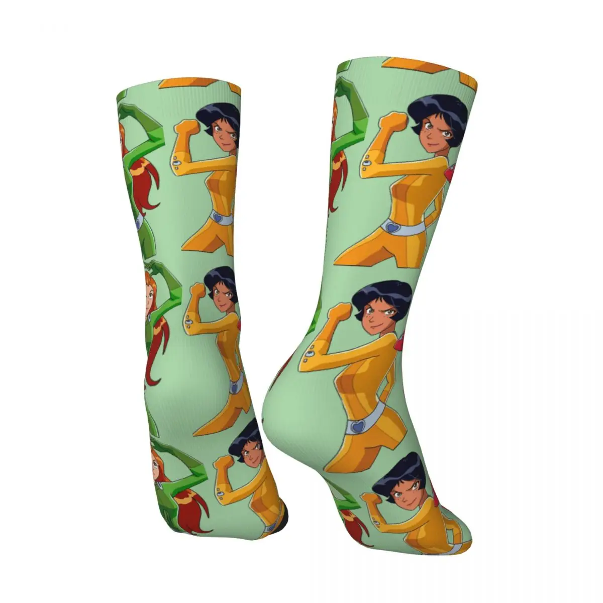 Funny Men's Compression Sock Characters Classic Vintage Totally Spies Sam Clover Alex Cartoon Hip Hop Seamless Crew Sock