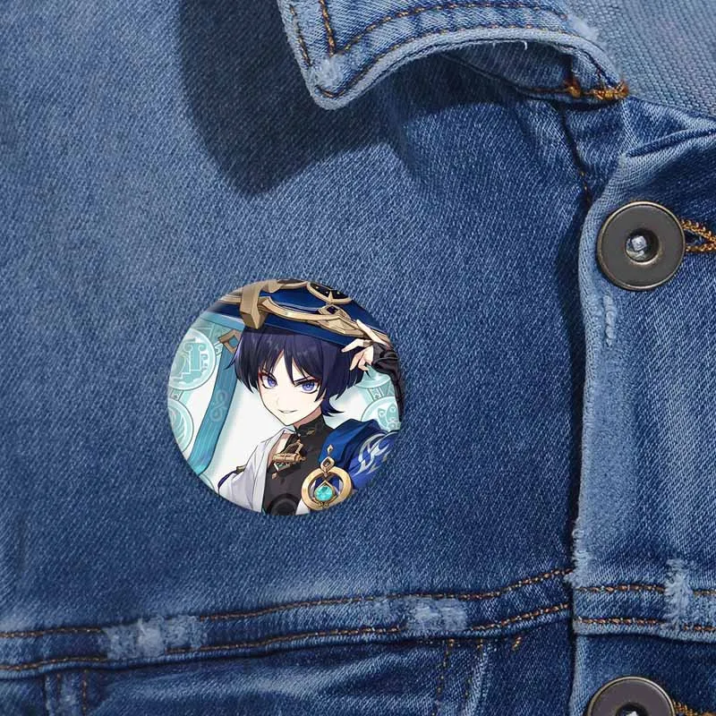 Anime Genshin Impact Lapel Pins Cute Wanderer Icon Brooches Round Cartoon Badge for Backpack Clothing Accessories Jewelry Gift - Image 2