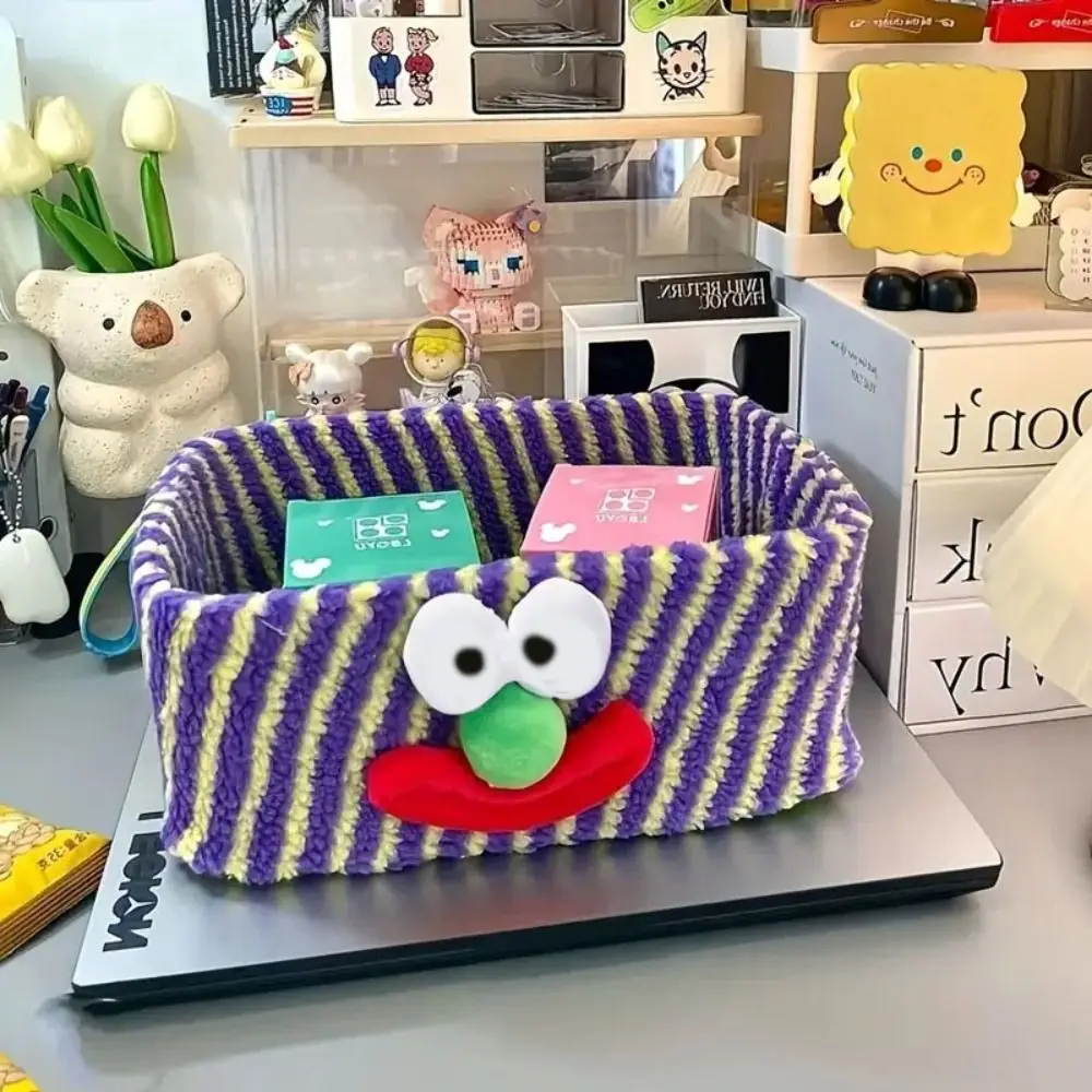 Space Saving Clown Storage Box Multipurpose Funny Cosmetics Storage Basket Rectangle Stripe Stationery Storage Rack Household
