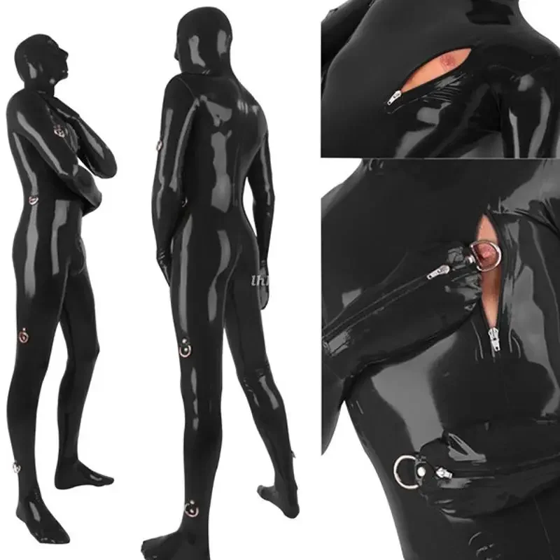 

Latex Rubber Black Catsuit Bodysuit Jumpsuit Tights Cosplay Party Fashionable uniforms Suit Mask