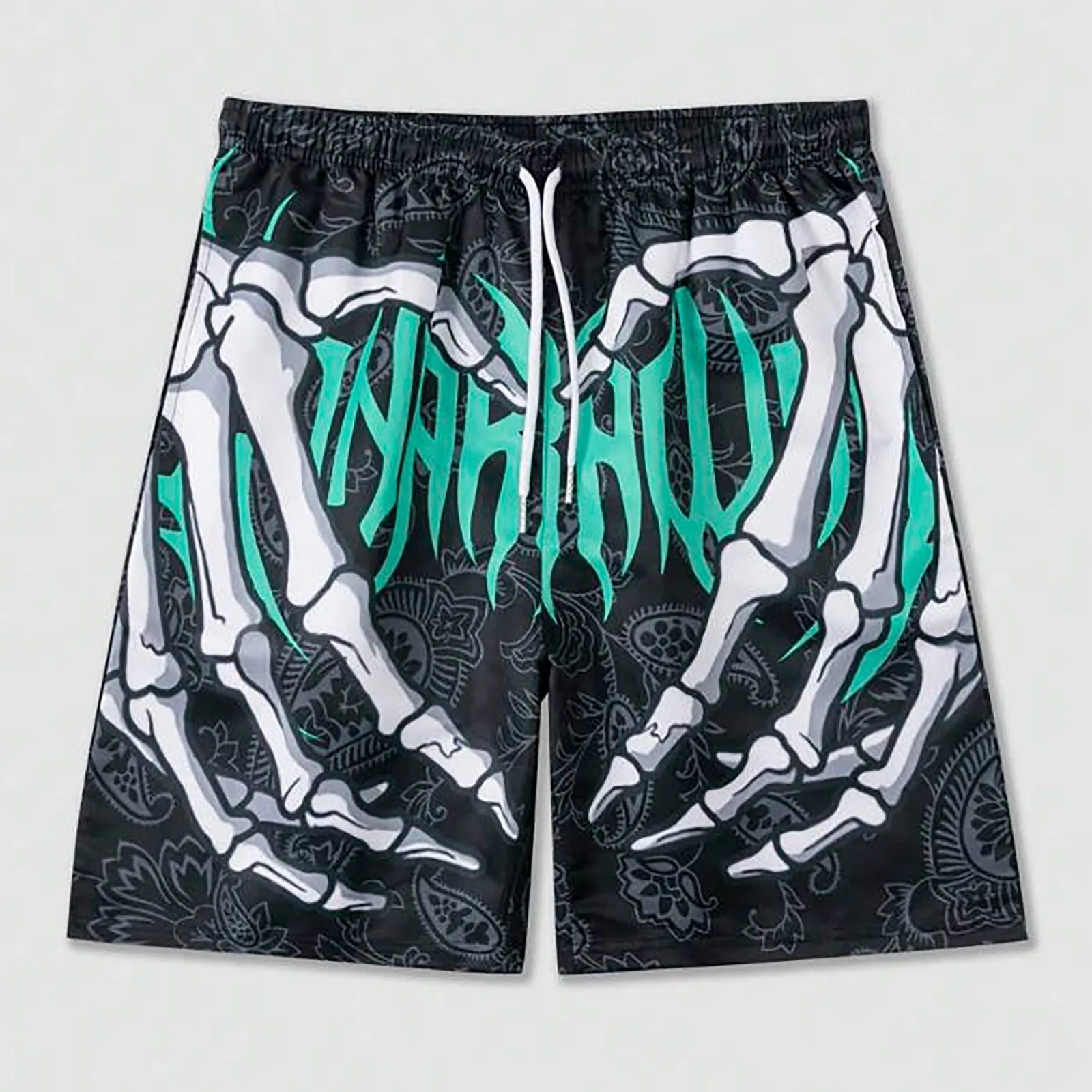 

AmericanClassic Skull Beach Short Pants New Fashion Skeleton Hand Print Men Women Gym Shorts Quick Drying Trunks mens Shorts