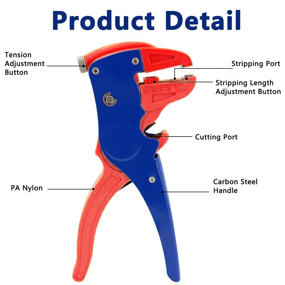 Automatic 2 in 1 Wire Stripper and Cutter Eagle Nose Pliers Heavy Duty Cable Stripping Hand Tool Car Auto RVs Electronic Repair