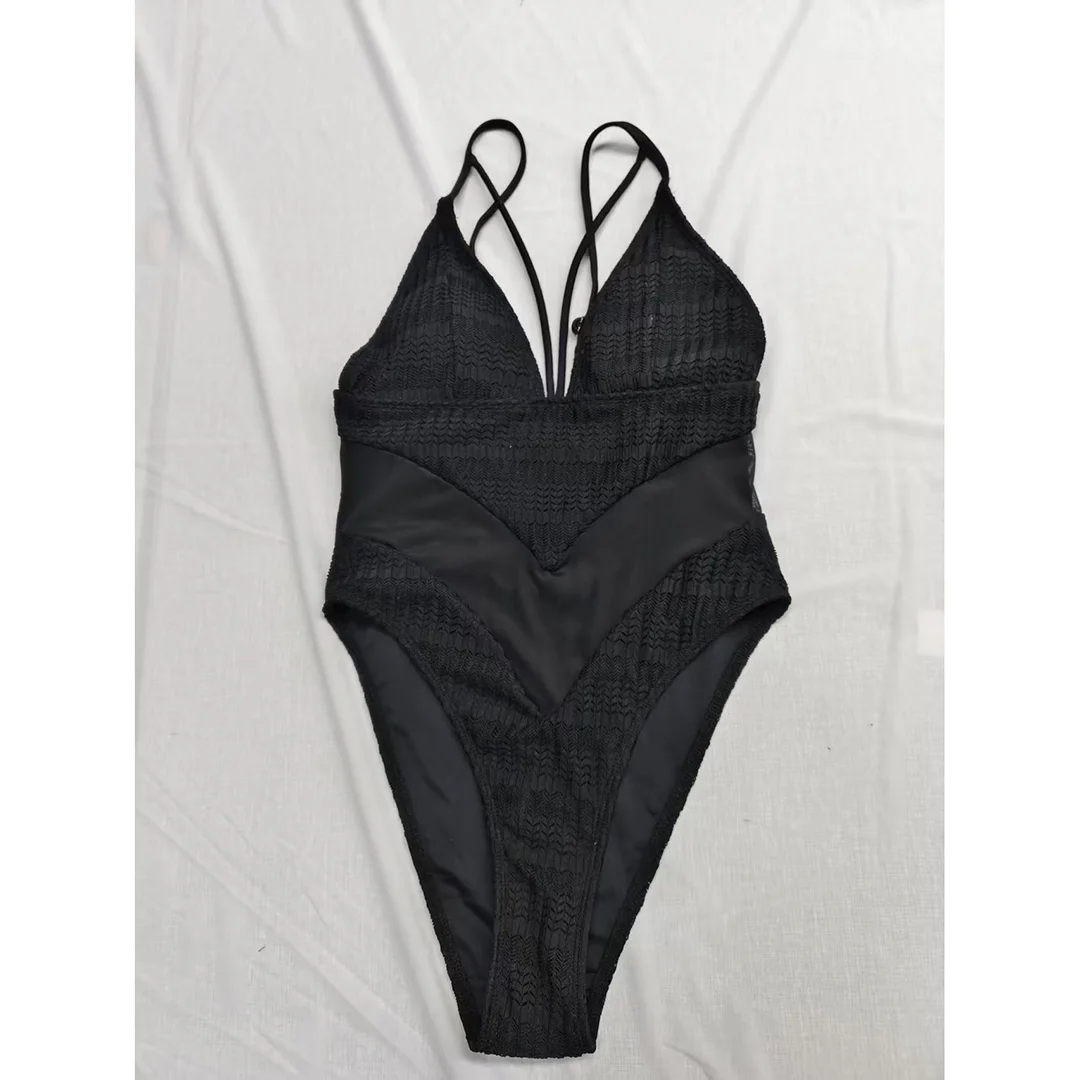 S - XXL, 5 Farben, V-Ausschnitt, transparentes Netzmaterial, Damen-Badeanzug, einteiliger Badeanzug, Damen-Badebekleidung mit hohem Beinausschnitt, Monokini, Badeanzug, Badebekleidung, Modell V6168. – Detail 34
