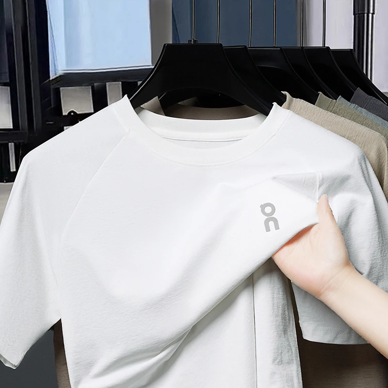 NOVEDAD DE VERANO 20225, camiseta informal de manga corta con cuello redondo para hombre, Top transpirable versátil a la moda de mediana edad
