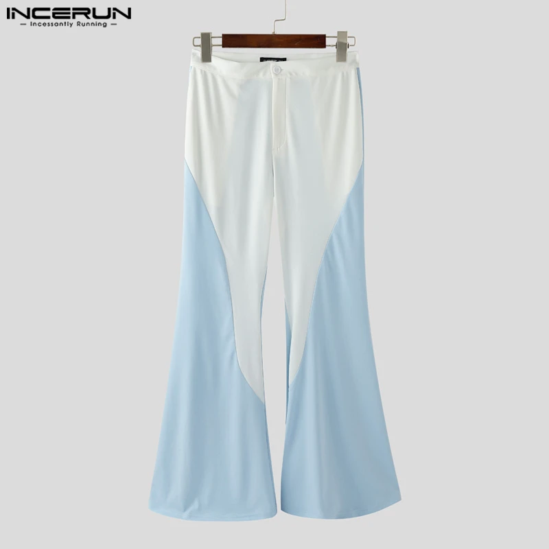 

Fashion Patchwork Flare Pant INCERUN Summer Men Long Pants Casual Long Trousers Streetwear Male Men's Clothing Oversize S-5XL
