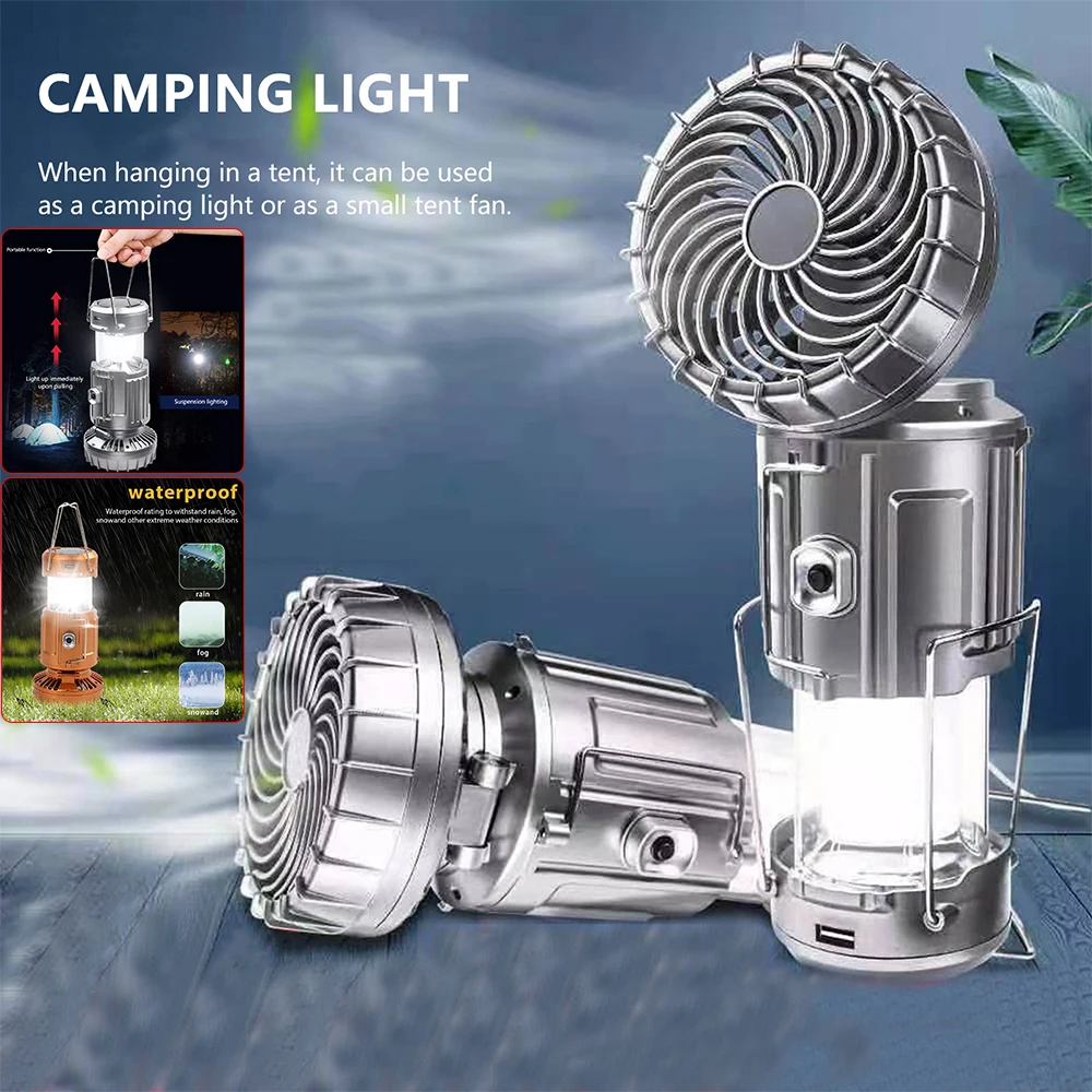 Camping Light Lighting Tool Portable Led Solar Fan Outdoor Light Camp Folding Tent Light Usb Rechargeable Emergency Lighting