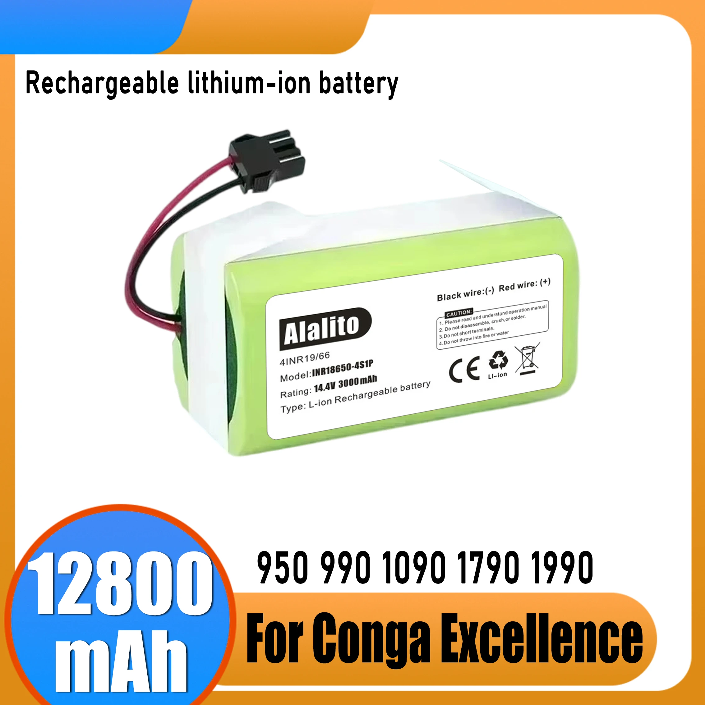 14.4V 4000mAh lithium-ion replacement battery for Conga Excellent990 1090 1790 1990 Deebot N79S N79 DN622 Robovac 11 Tesvor X500