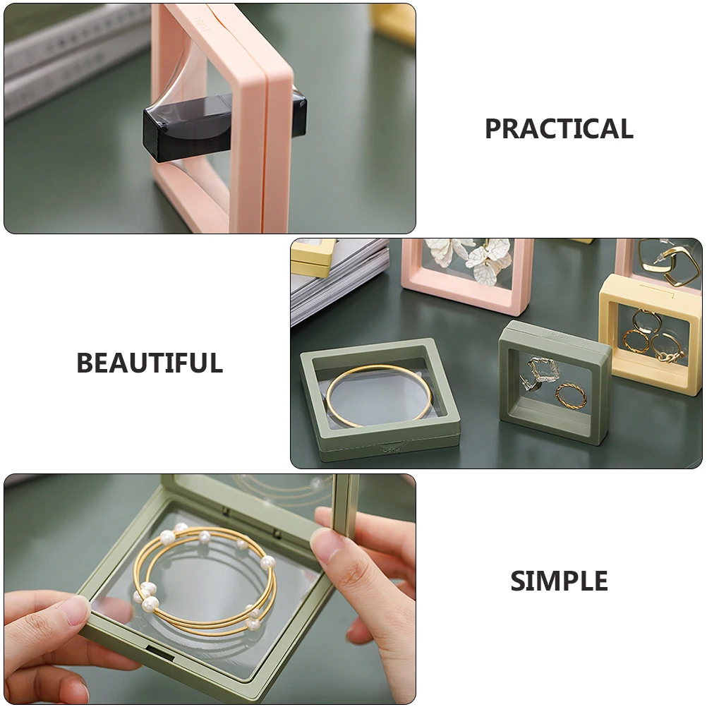 

3pcs Oxidation-Proof Earrings Display Boxes Jewelry Storage Transparent Box Necklace Ring Organizer Display Rack