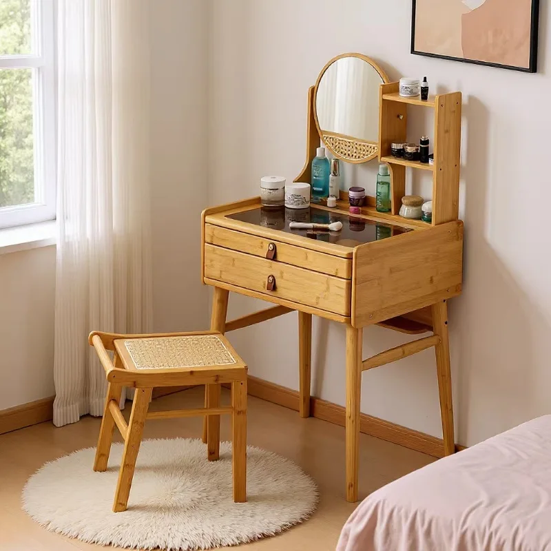 

YFY Dresser Storage with Shelf Bedroom Small Makeup Table Simple Premium Sense with Mirror Makeup Combination