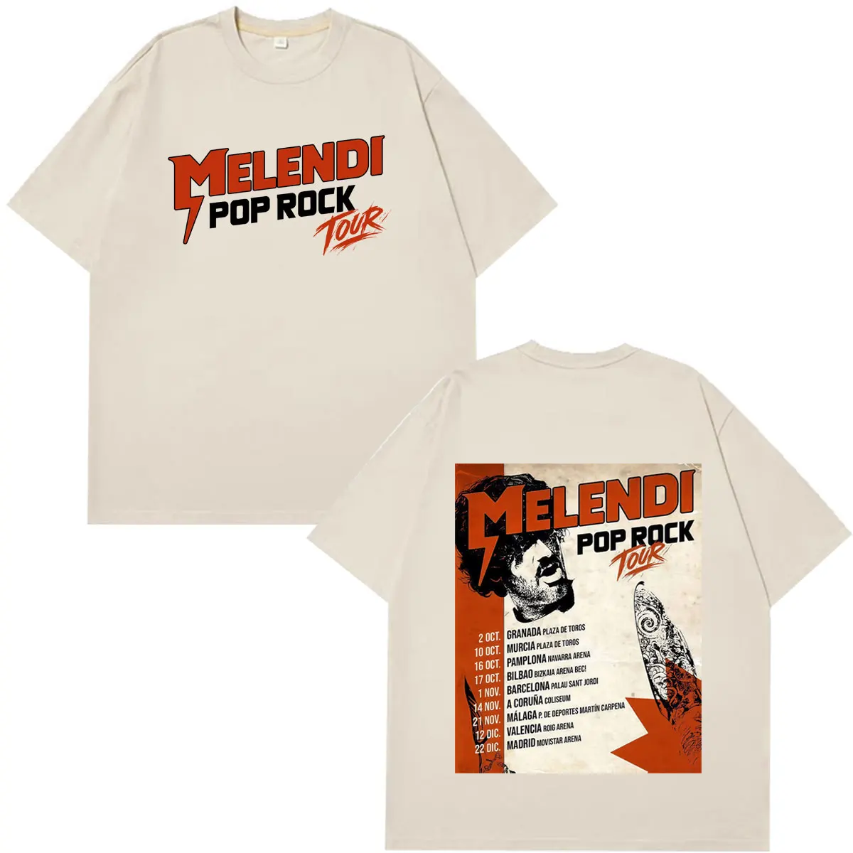 Rapper Melendi Pop Rock Album Tour 2026 Bedrucktes T-Shirt für Herren und Damen Mode T-Shirts Kurzarm Lässige Baumwolle Gothic Punk T-Shirts – Detail 7