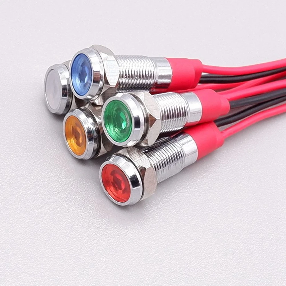 6mm Metall Power Anzeige LED Signal Licht Mini Anzeige Licht 3v 6v 12v 24v 110v 220v Rot Orange Grün Blau Weiß