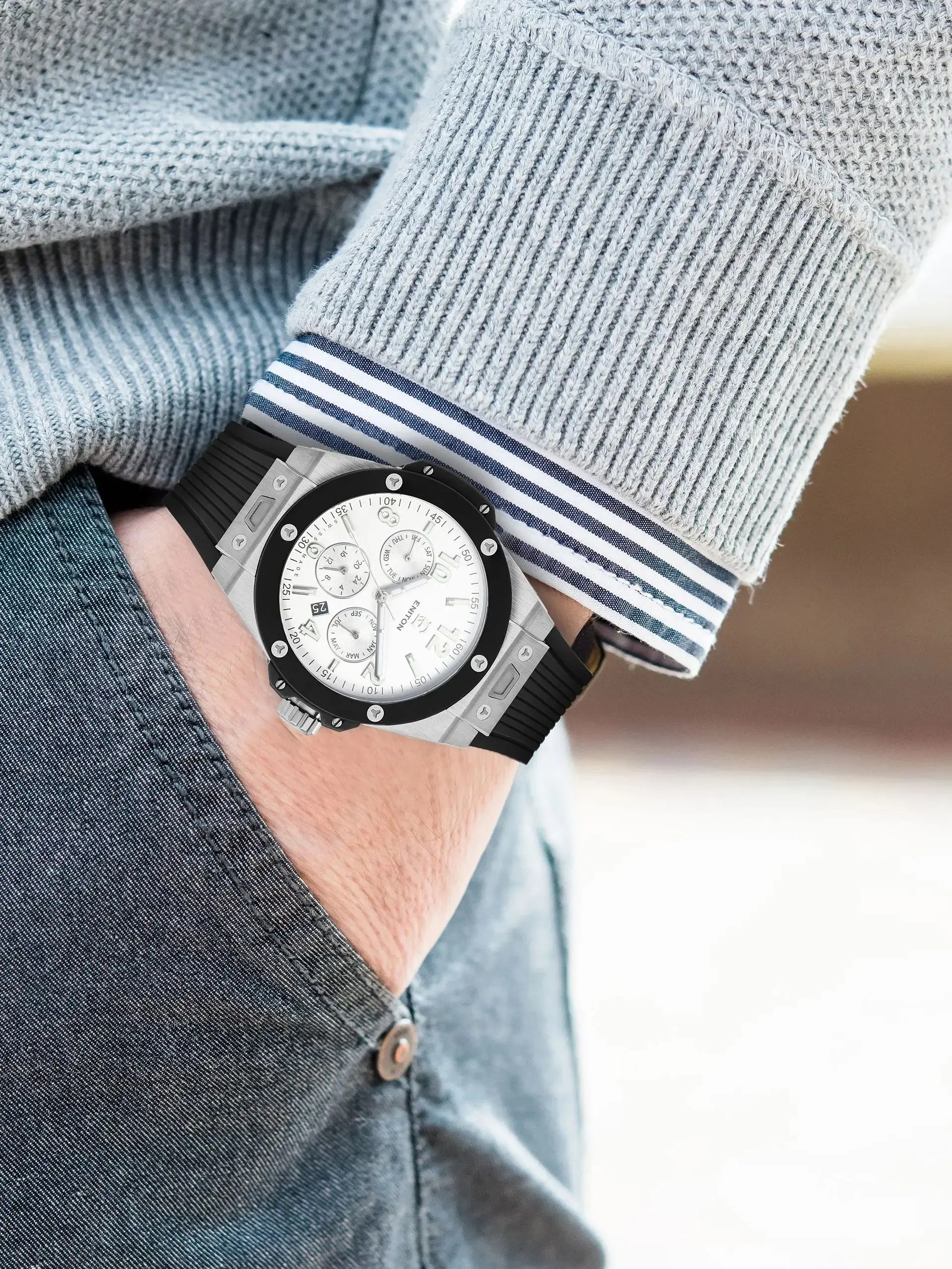 ENITON 42mm relogios masculino autom á tico business in acciaio inossidabile luce notturna orologio vintage lusso NH35 orologio da uomo impermeabile