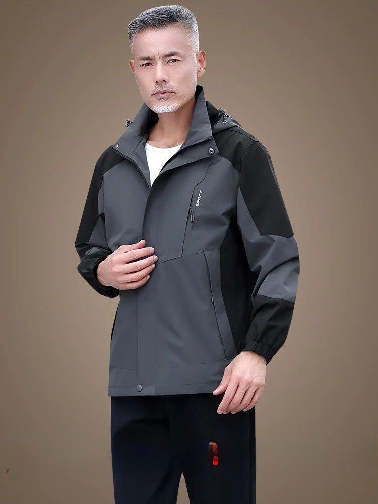 

Мужская спортивная ветрозащитная куртка для отцов и пап, осенняя коллекция, новинка 2025 года, приталенный крой, для повседневной носки, на молнии