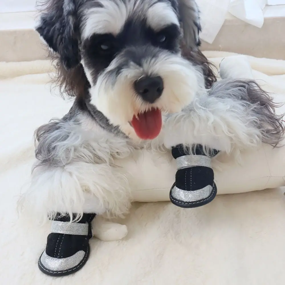 4 teile/satz Verdickte Hund Schnee Stiefel Winddicht Reflektierende Nicht-slip Pet Stiefel Weiche Einstellbare Winter Welpen Schuhe für Hunde welpen