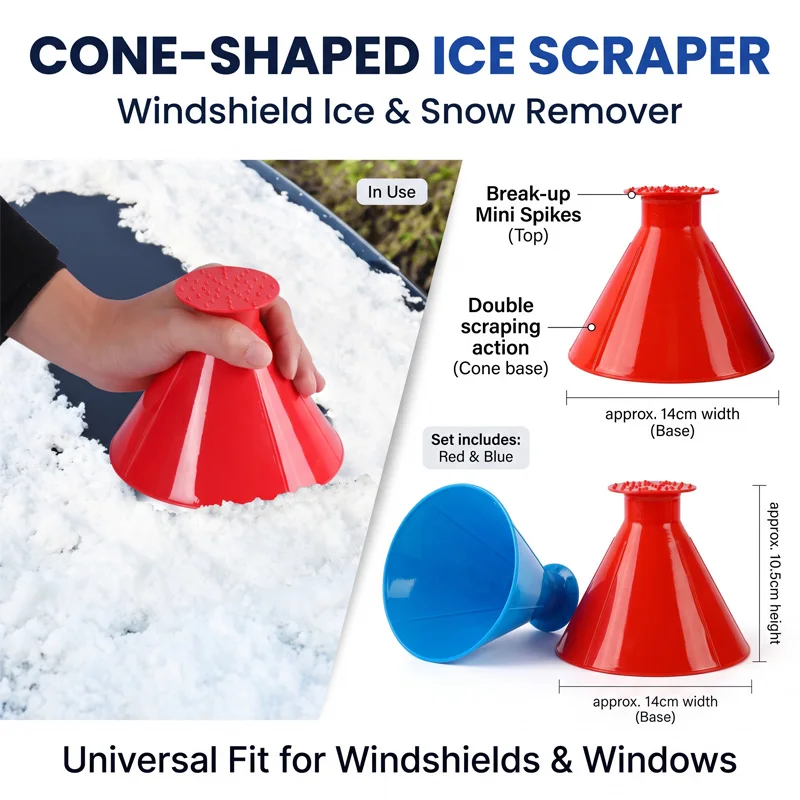 Snow Shovels / Snow Shovel Car Magic Window Windshield Ice Scraper Cone Shape with Funne Efficient Winter Accessory