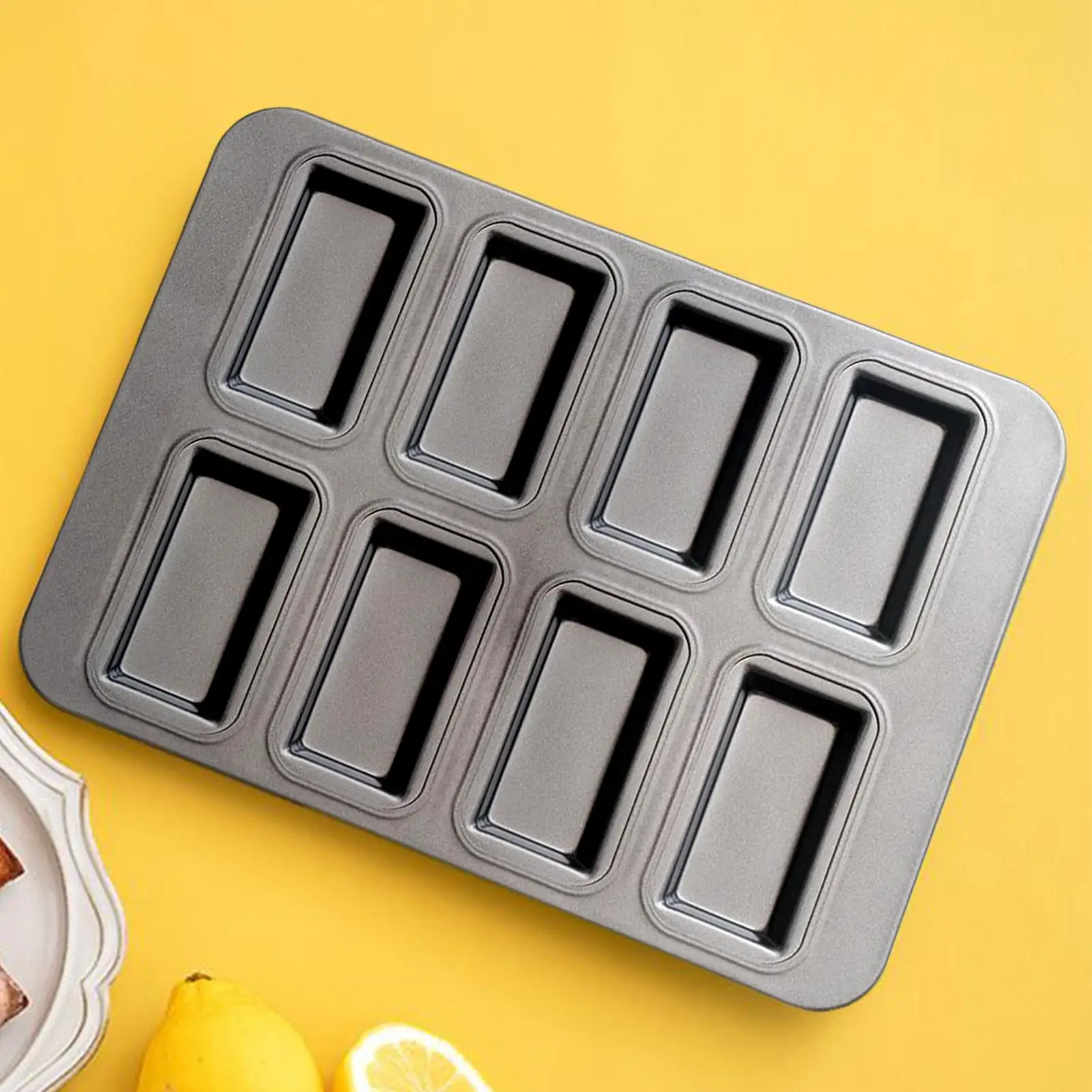 Carbon Steel Cake Mold Non-stick Baking Pan 8 Cavity Divided Rectangle Meat Tray For Muffin Brownies Cupcake Cheesecake view 2