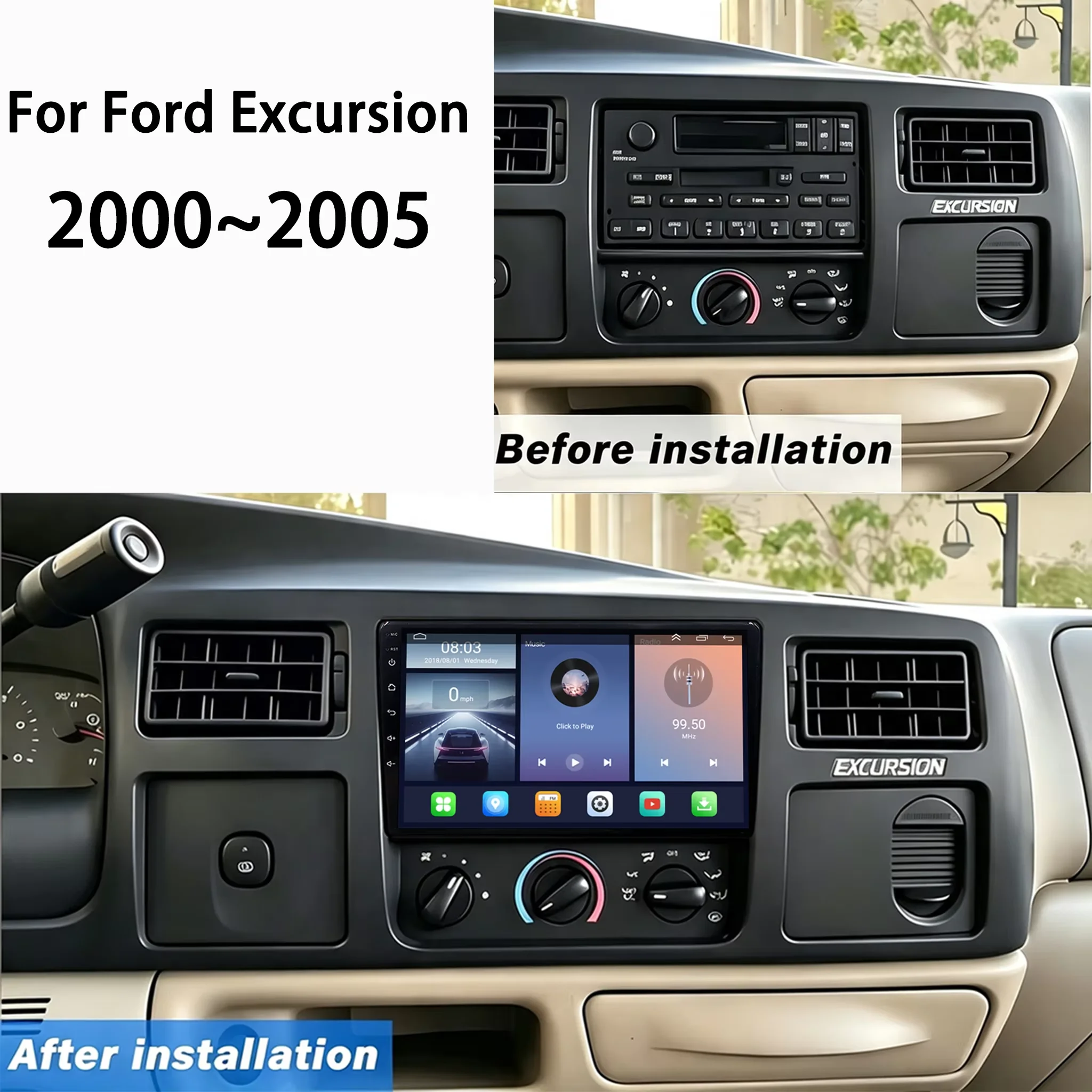 Cortex-A76 Octa-Core Android 16 For Ford Excursion 2000 - 2005 Car Radio GPS Multimedia Player Auto Radio  Touch Screen Wifi DVD