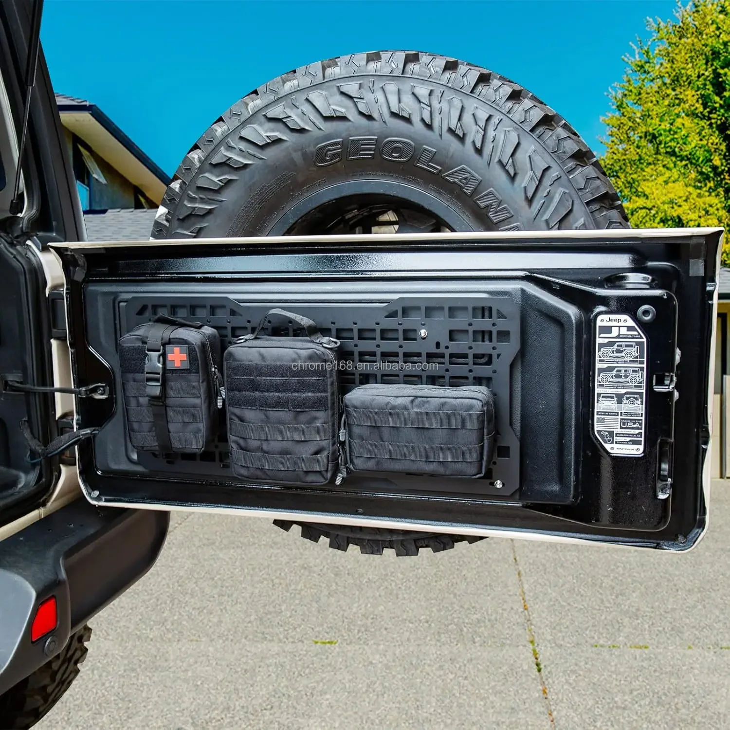 Tailgate Tactical Panel With 3 Bags for Jeep Wrangler JK JL Accessories Rear Door Cargo Organizer Kit Molle Panel