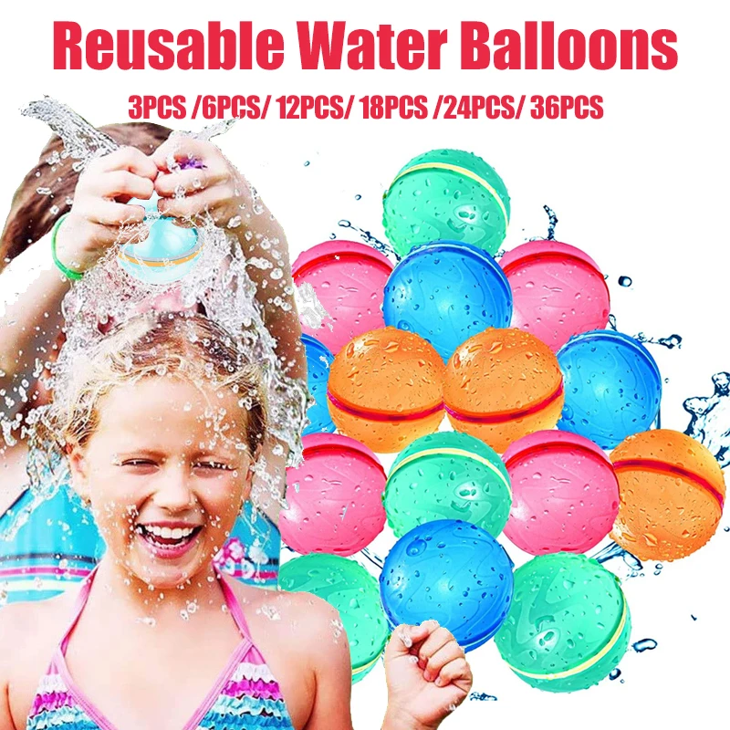 Water Balloon Magnetic Reusable Water Balloons Refillable Quick Fill Self Sealing Water Bomb Splash Balls for Kids Swimming Pool