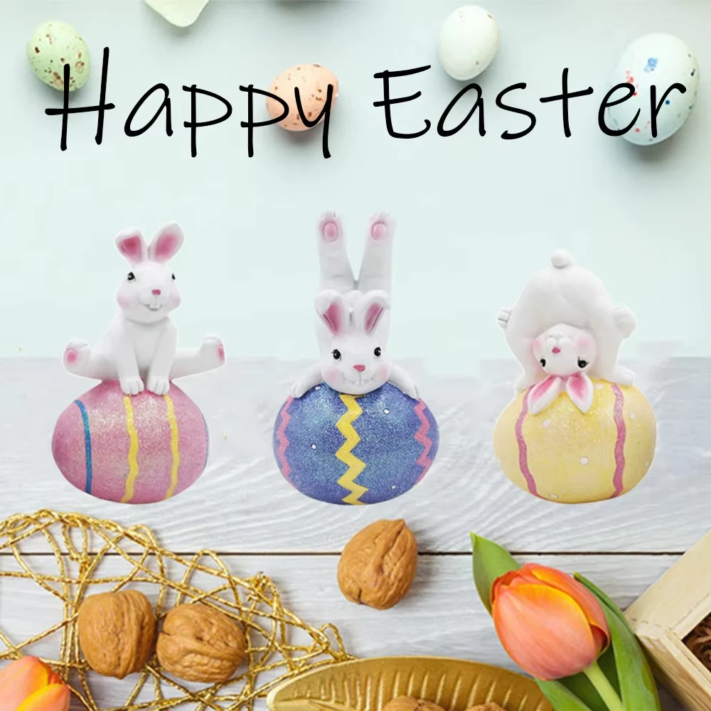 

Easter Yoga Bunny Ornament, Home Yoga Bunny Colourful Egg Statue, Easter Tabletop Colourful Bunny Ornament