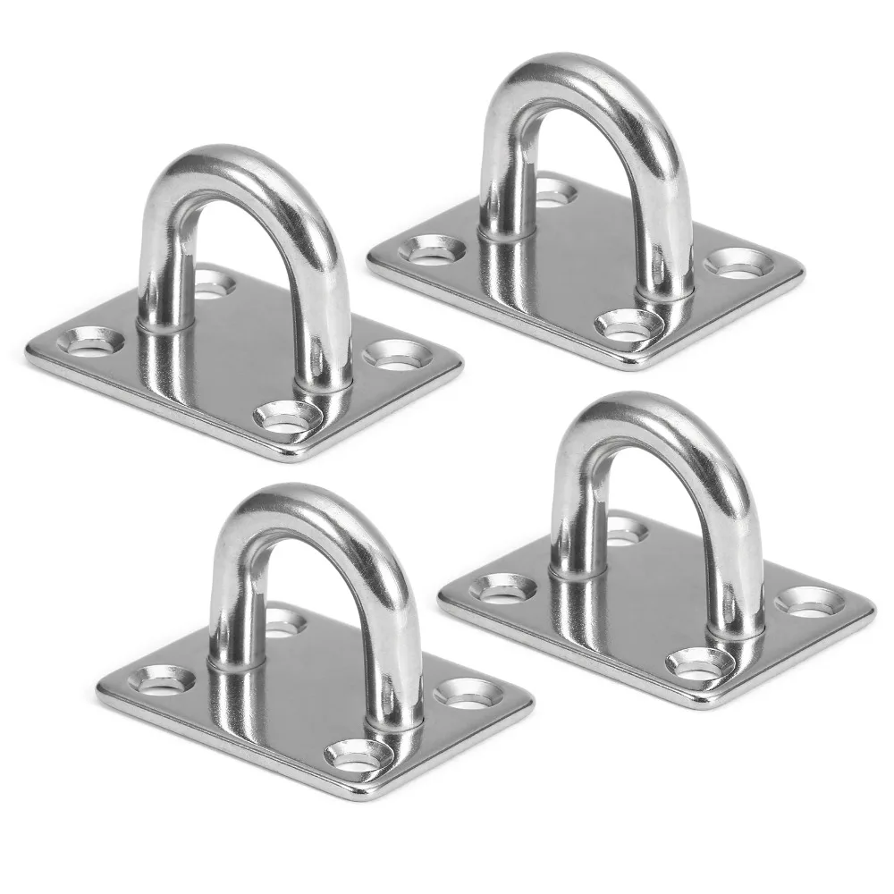 1/4Pcs 304 Stainless Steel Fixing Buckle Eye Plate Hook U-Shaped Marine Hardware Accessories Hanging Anchors M5/M6/M8/M10