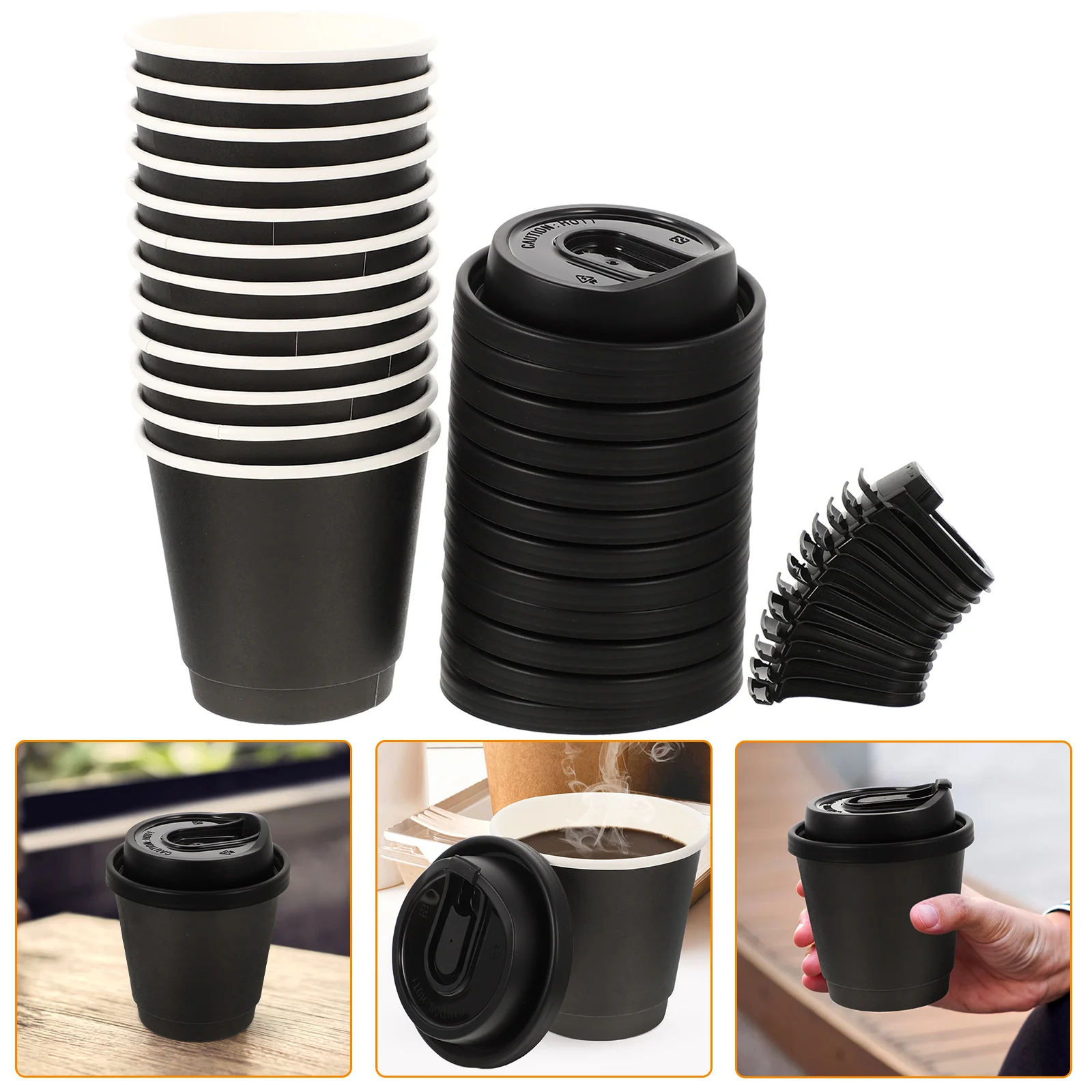 

25 set Anti-Scalding Paper Coffee Disposable Leakproof With Lids Hot Beverage Recyclable Sturdy For Tea Juice Drinks Home Office
