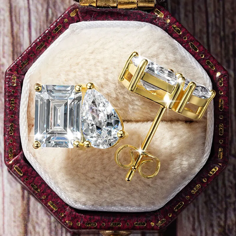 Anziw Neue 14K Goldfilled Smaragd- & Birnenförmige Zirkonia-Ohrstecker für Damen, zweiteilige Ohrstecker, Party- und Hochzeitsschmuck, Geschenk – Detail 4
