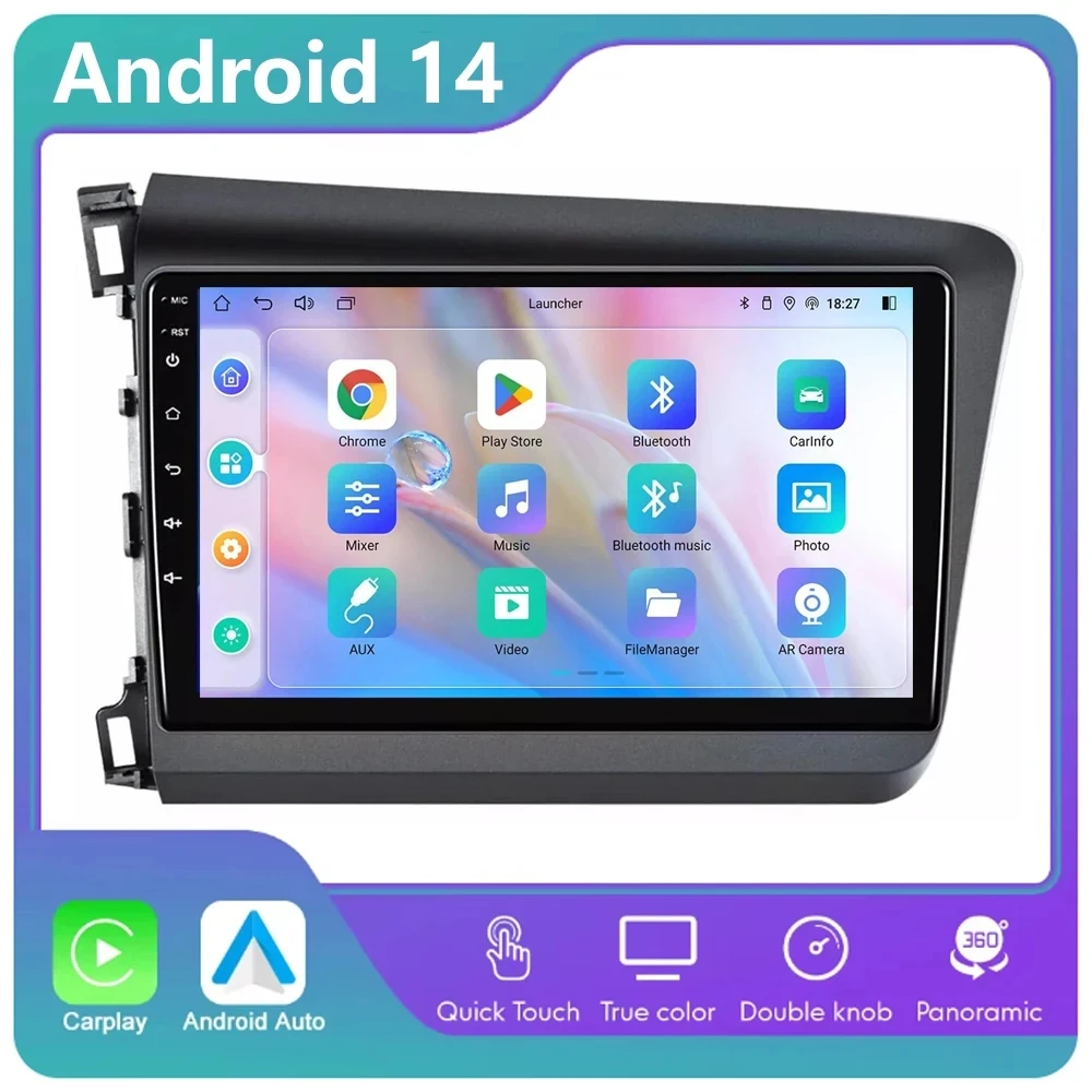 

Android 14 2DIN Car Radio Multimedia Video Player For Honda Civic 2012 - 2015 Navigation GPS Android Auto Carplay Split
