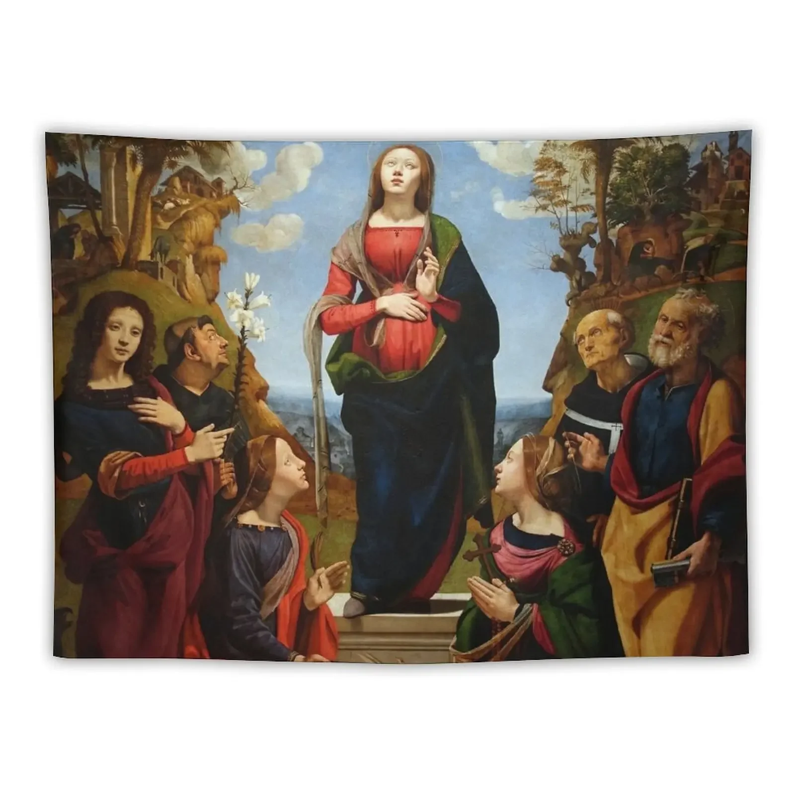 Tapiz personalizado de Inmaculada Conception with Saints, Piero di Cosimo, decoración de habitación estética Kawaii, decoración de habitación