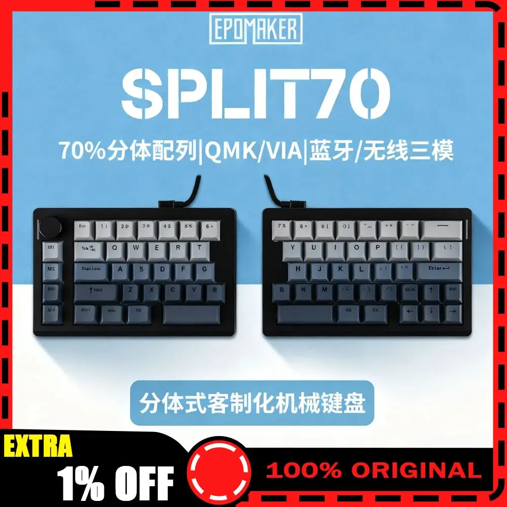 Nieuwe Epomaker Split70 Mechanische Toetsenbord Bedieningsknop 3 modus Draadloze Hot Swap Rgb Qmk Via Wisteria Schakelaar Split Toetsenbord Pc Gift