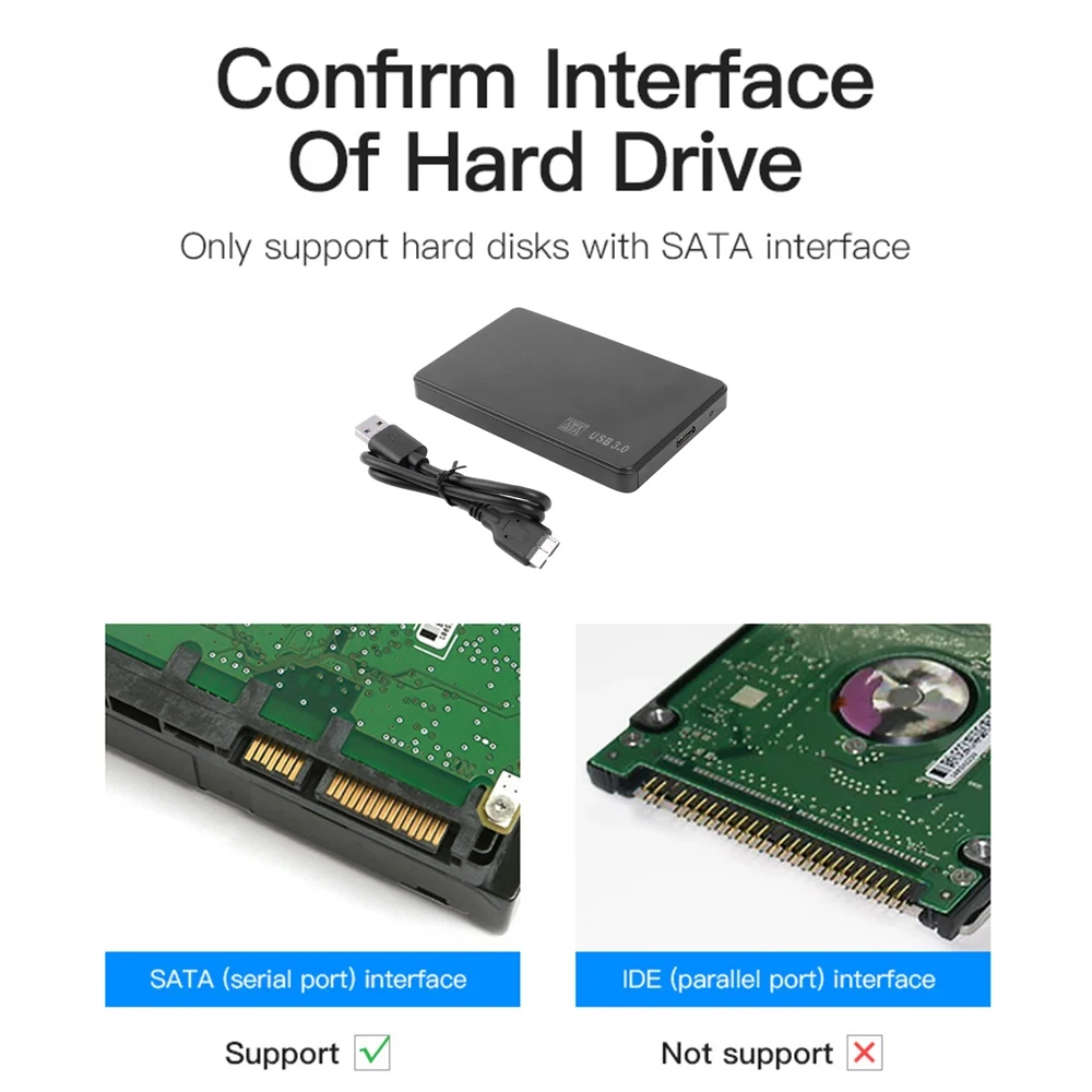 2.5 "SATA to USB3.0 HDD Enclosure ฮาร์ดไดรฟ์มือถือสําหรับ SSD ภายนอก HDD กล่อง USB3.1/USB3.0/2.0 สาย ABS