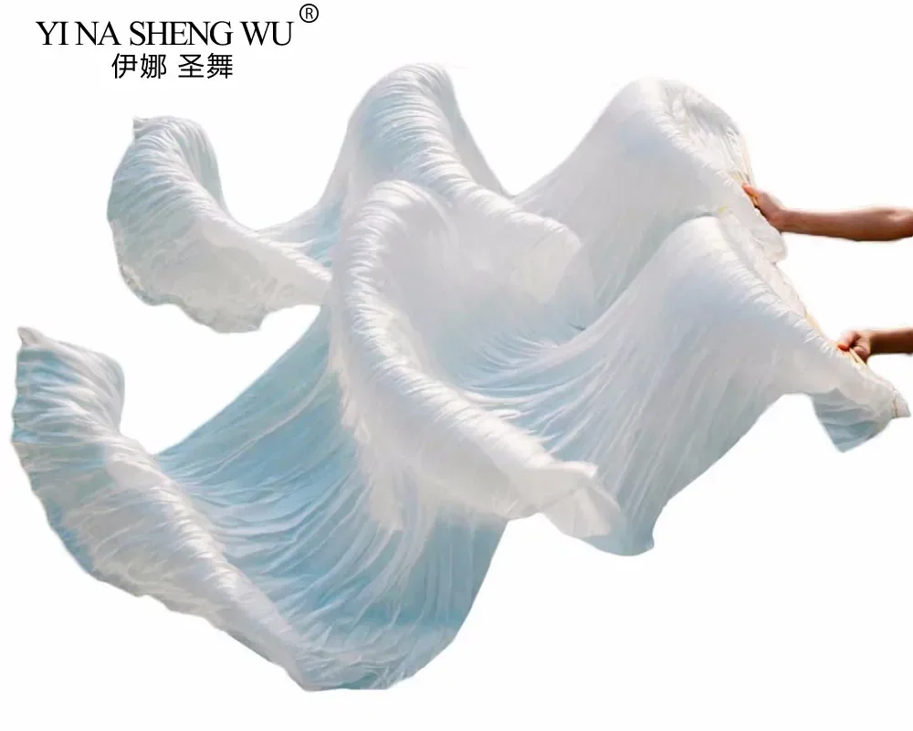 حار بيع الحرير الحقيقي للجنسين جودة عالية الحرير الصيني الحجاب مراوح الرقص 1 زوج مراوح الرقص الشرقي رائجة البيع لون أبيض نقي 180*90 سنتيمتر
