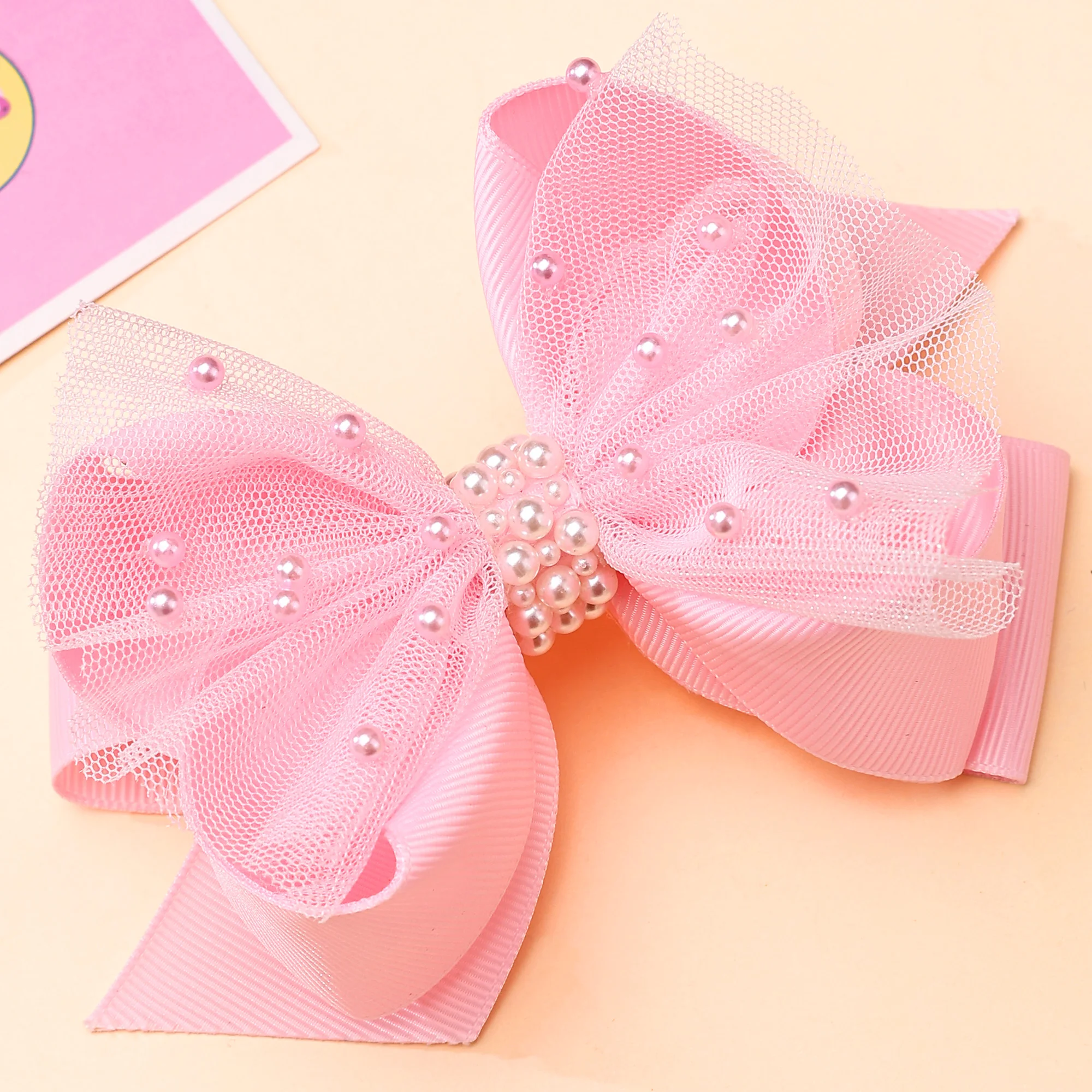 New Pearl Bow Hair Clips For Girls Solid Ribbon Flower Hairpins Children Boutique Barrettes Headwear Hair Accessories Gift