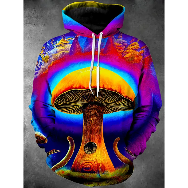 Magic Mushrooms Colorful Essentials Hoodie For Men\'s Clothes Oversized Hooded Coat Hip Hop Street Fashion Fun 2025 New Hoodies