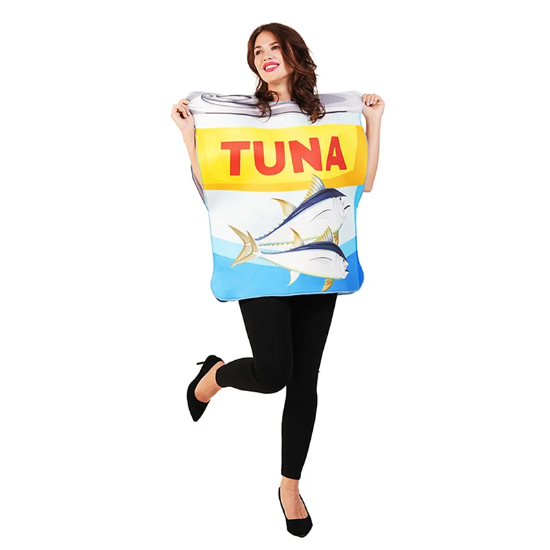 Adult Men Seaside Tinned Tuna Funny Fancy Dress Up Women Canned Tuna Bluefin Tuna Fishing Costume