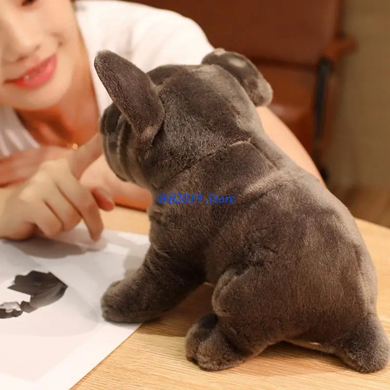 Q0KB ที่สมจริง การ์ตูนสัตว์ตุ๊กตาของเล่นตุ๊กตาลูกสุนัข Emotion Support ของเล่น