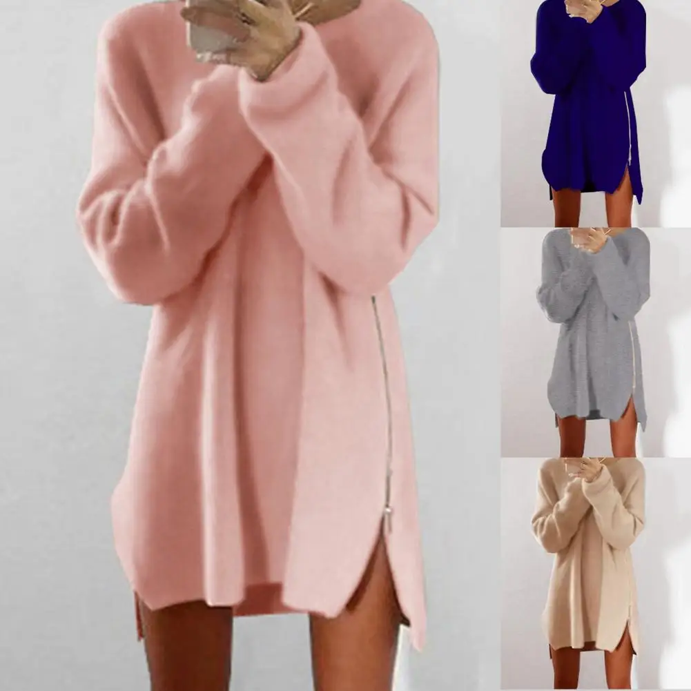 Comfortable Lightweight Stretch Female Dress Furry Dress Oversized Cotton Blend Anti-pilling Sweater Dress Party Supplies