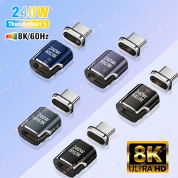 240W USB4.0 80Gbps Thunderbolt5 Magnetic Type-C OTG USB C To USB-C Fast Charge Magnet Converter Cable 8K@60Hz USB Type C Adapter