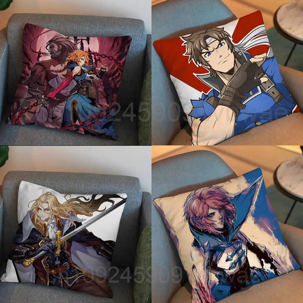 Olrox Alucard Rose Belmont Castlevania Pillow Case Square Double-Sided Printing Short Plush Sofa Cushion Cover Bedroom Bedside