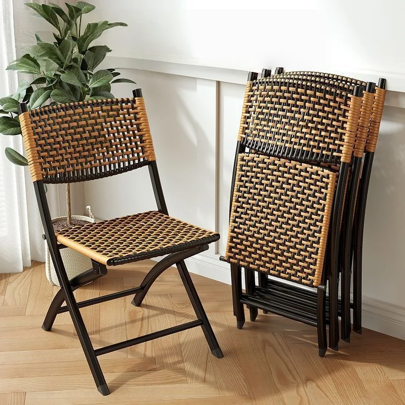 

Портативные складные стулья, тканые шезлонги, стулья со спинкой на террасе, стулья из ротанга для отдыха на открытом воздухе, бытовые обеденные стулья