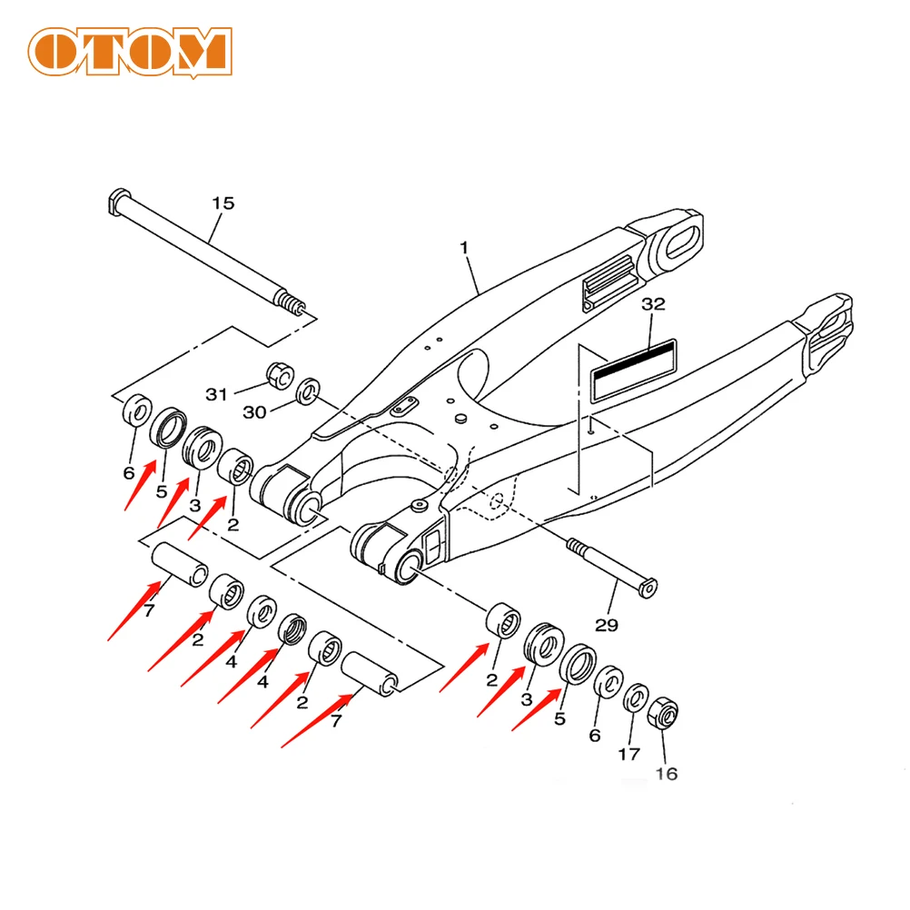 OTOM Racing Dirt Bike Swing ARM Complet Repair Kit Oil Seals Bushing Needle Bearing For Yamaha YZ250F YZ450F YZ450FX WR250F 450F