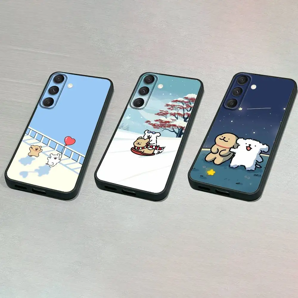 

Cute L-Line Dog C-Couple Phone Case For Samsung S25,S24,S23,S22,S21,S20,S10,Ultra,Plus,Lite,FE,Soft Silicone Black Cover