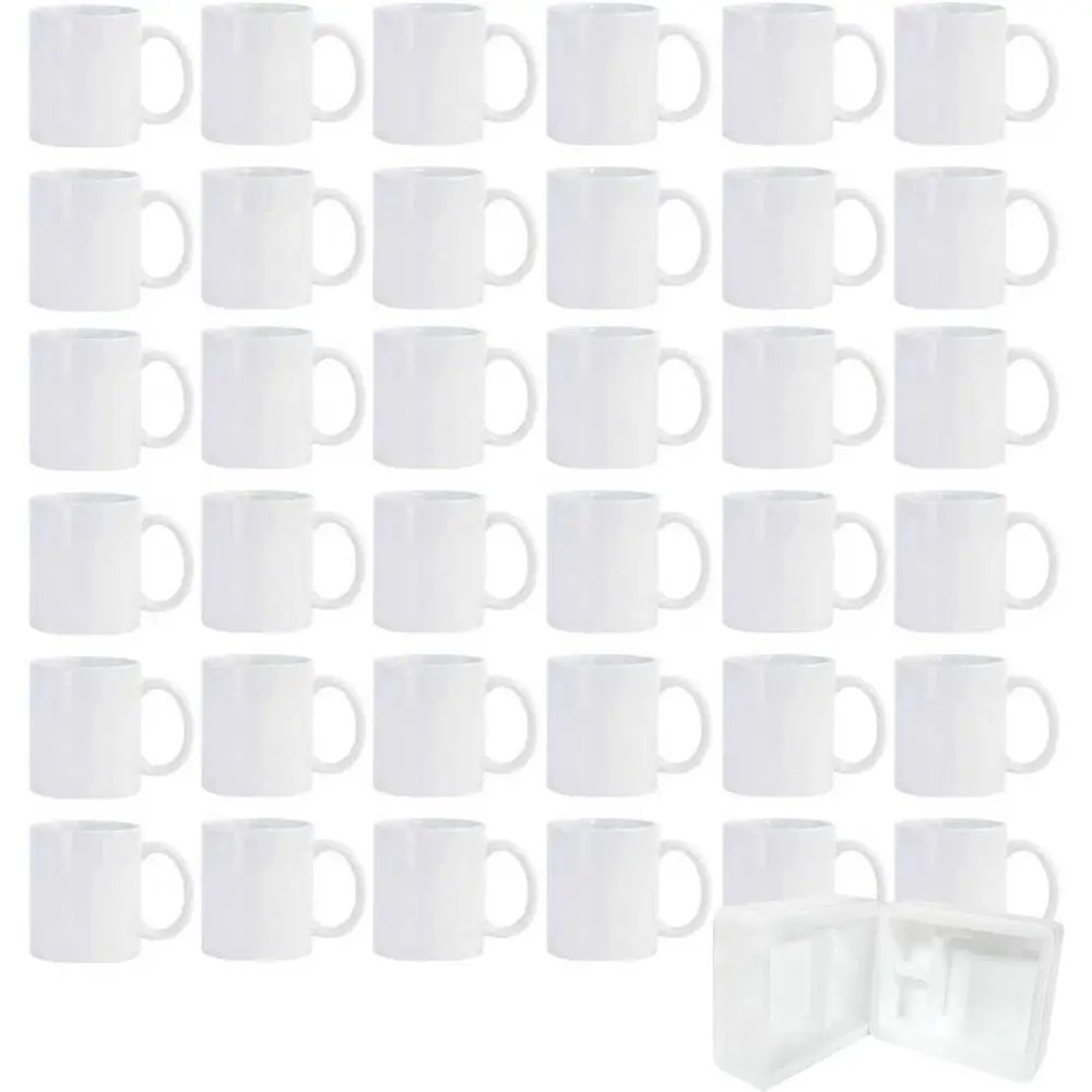 

36-Pack 11oz White Ceramic Coffee Mugs Set with Plain Box, Dishwasher Safe, Bulk White Cups for Tea or Latte Hot Drinks